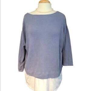 J. Jill, Pure Jill boxy periwinkle layered cotton linen tunic, Medium